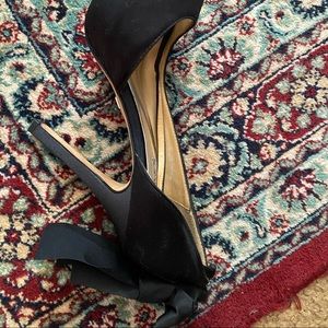 Badgley Mischka satin black pumps. Worn twice.